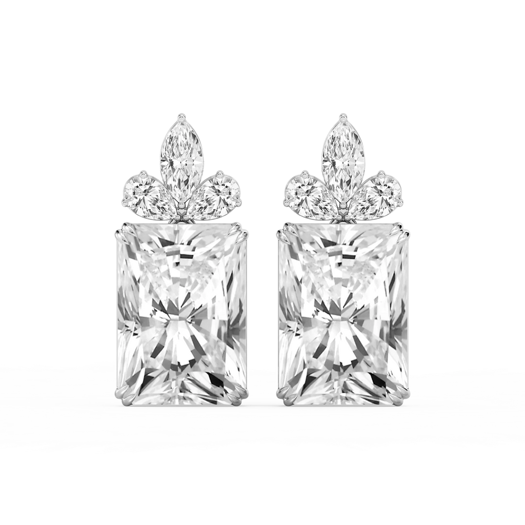 34 ¹⁄₅ ctw Radiant, Marquise and Pear LGD Floral Drop Earrings - Signature Collection