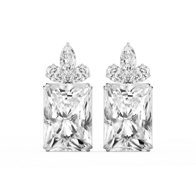 34 ¹⁄₅ ctw Radiant, Marquise and Pear LGD Floral Drop Earrings - Signature Collection