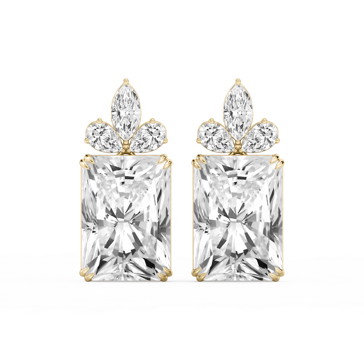 34 ¹⁄₅ ctw Radiant, Marquise and Pear LGD Floral Drop Earrings - Signature Collection
