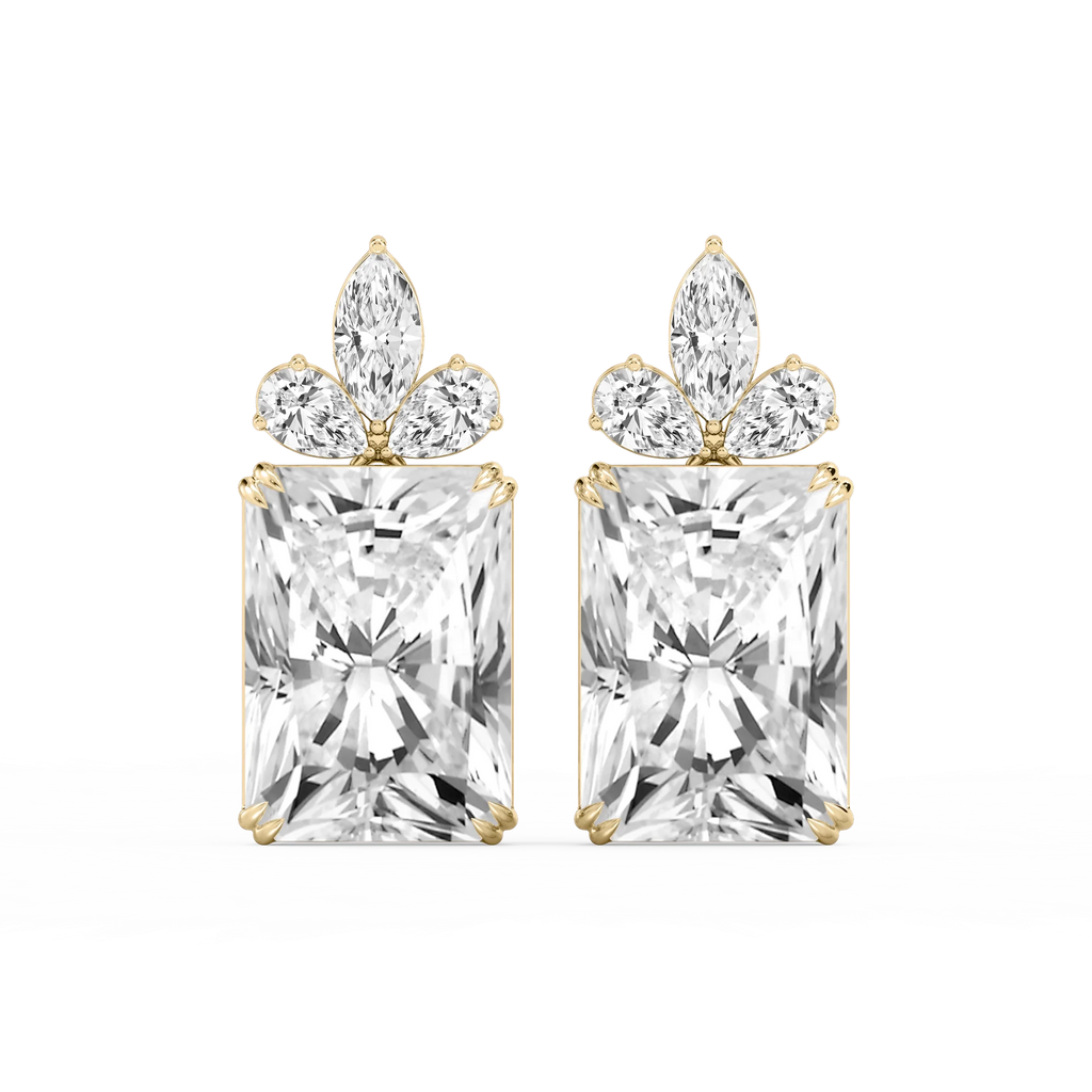 34 ¹⁄₅ ctw Radiant, Marquise and Pear LGD Floral Drop Earrings - Signature Collection