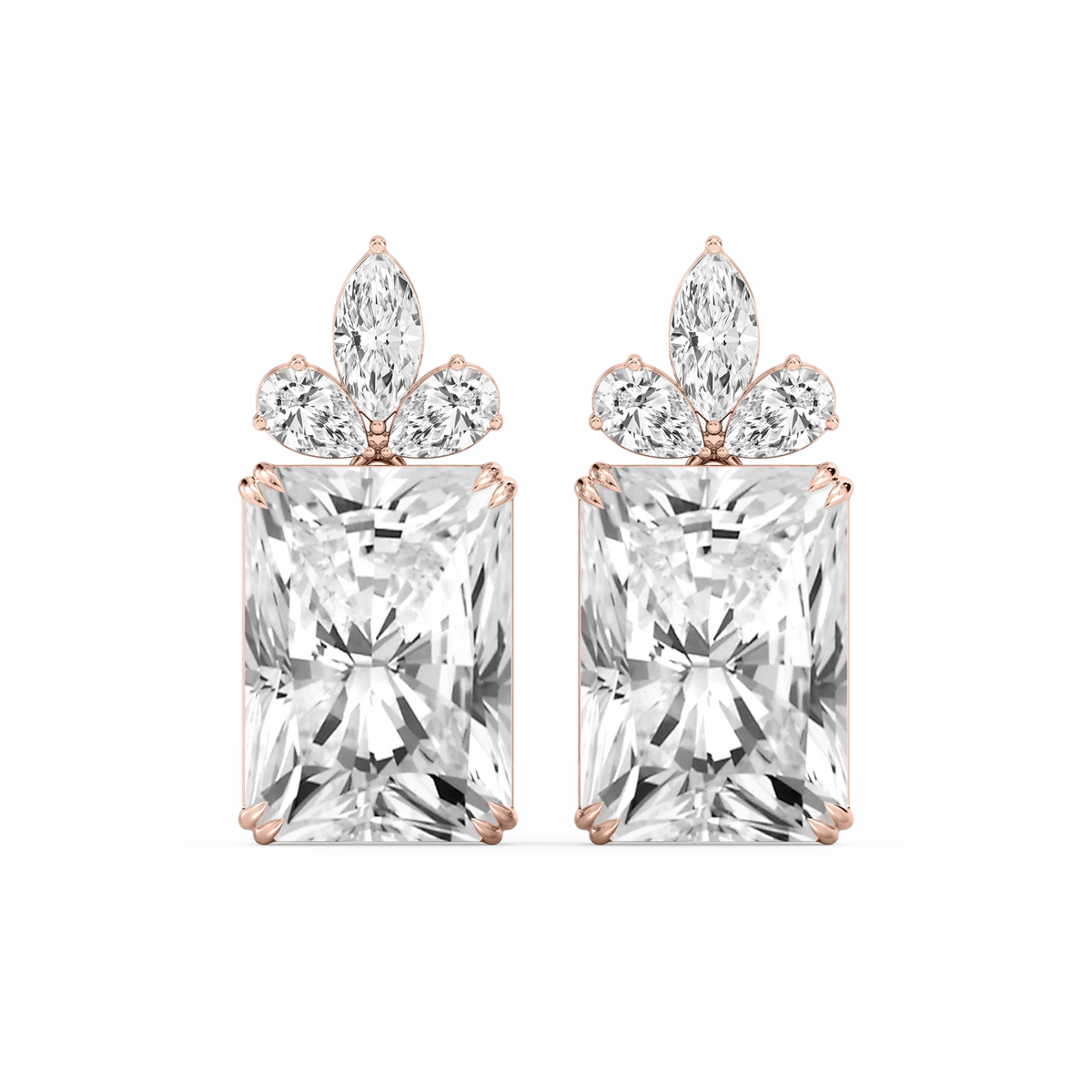 34 ¹⁄₅ ctw Radiant, Marquise and Pear LGD Floral Drop Earrings - Signature Collection