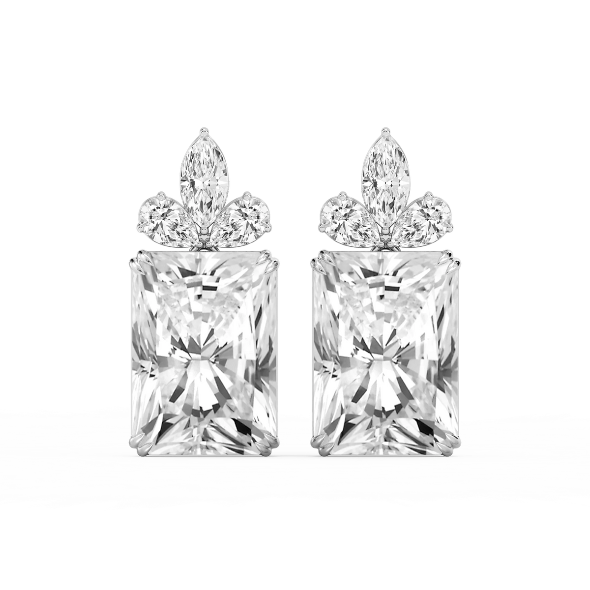 34 ¹⁄₅ ctw Radiant, Marquise and Pear LGD Floral Drop Earrings - Signature Collection