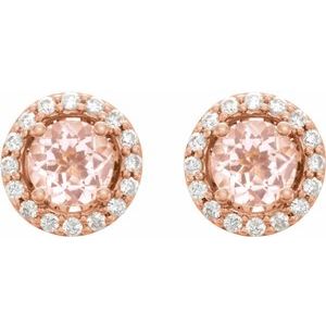 Round 4-Prong Halo-Style Earrings