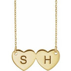Engravable Double Heart Necklace or Center