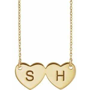 Engravable Double Heart Necklace or Center