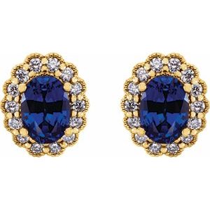 Oval 4-Prong Halo-Style Earrings