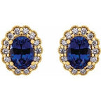 Oval 4-Prong Halo-Style Earrings