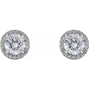 Round 4-Prong Halo-Style Earrings