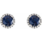 Round 4-Prong Halo-Style Earrings