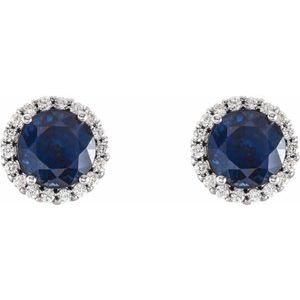 Round 4-Prong Halo-Style Earrings