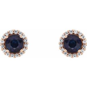 Round 4-Prong Halo-Style Earrings