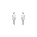 Created Round Solitaire Knife Edge Huggies - 14K White Gold image