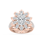 Daria 4 ¾ ctw Oval, Pear and Round LGD Halo Engagement Ring - 18K Rose Gold / F-VS2
