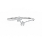 4 ⅓ ctw Pear and Round LGD Flower Bypass Bangle Bracelet  - 7.25 Inches