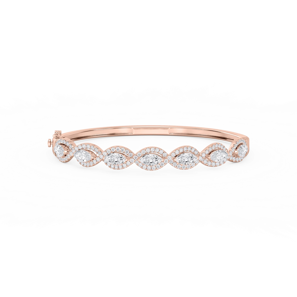 4 ⅞ ctw Round and Marquise LGD Infinity Bangle Bracelet  - 7.25 Inches