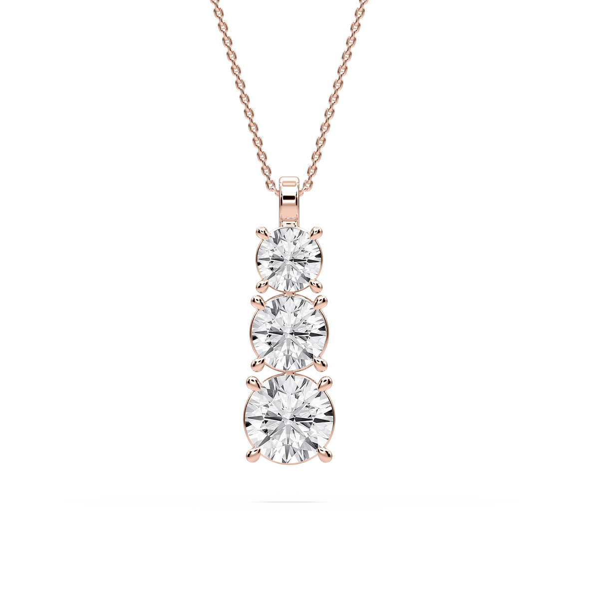 4 ctw Round LGD Three Stone Pendant – 16-18 Inches
