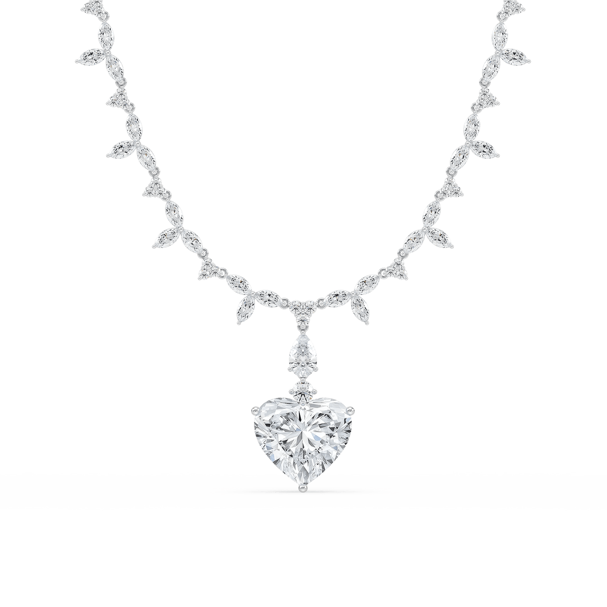 40 ½ ctw Heart LGD Drop Necklace Pendant - 18 Inches - Signature Collection