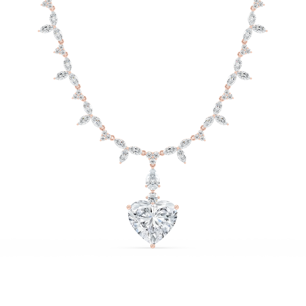 40 ½ ctw Heart LGD Drop Necklace Pendant - 18 Inches - Signature Collection