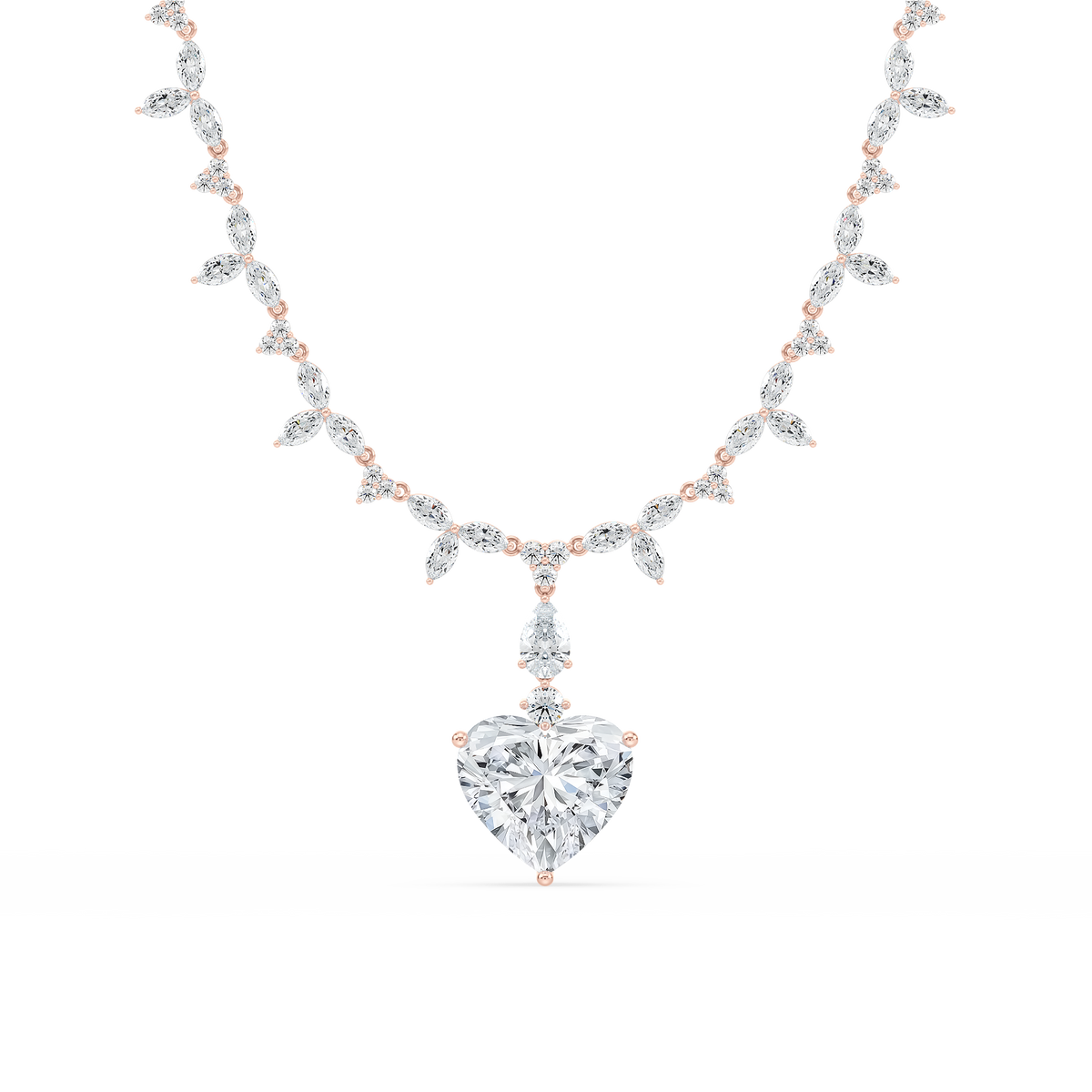 40 ½ ctw Heart LGD Drop Necklace Pendant - 18 Inches - Signature Collection