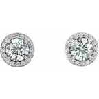 Round 4-Prong Halo-Style Earrings