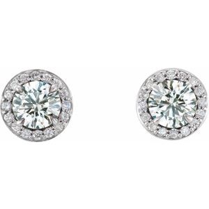 Round 4-Prong Halo-Style Earrings