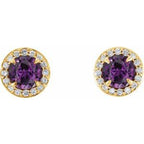 Round 4-Prong Halo-Style Earrings