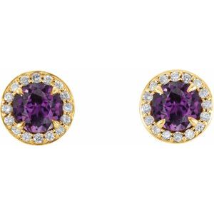 Round 4-Prong Halo-Style Earrings