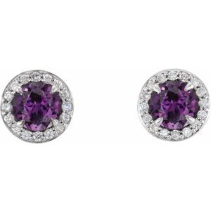 Round 4-Prong Halo-Style Earrings