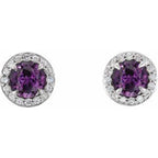 Round 4-Prong Halo-Style Earrings