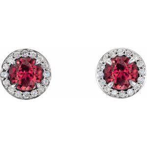 Round 4-Prong Halo-Style Earrings