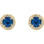 Round 4-Prong Halo-Style Earrings