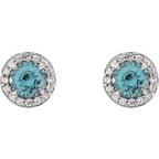 Round 4-Prong Halo-Style Earrings
