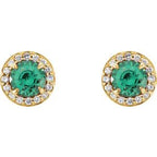 Round 4-Prong Halo-Style Earrings