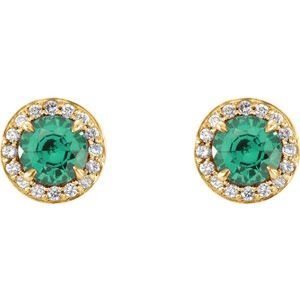 Round 4-Prong Halo-Style Earrings