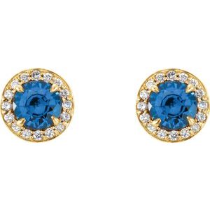 Round 4-Prong Halo-Style Earrings