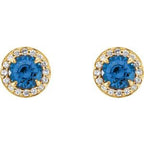 Round 4-Prong Halo-Style Earrings