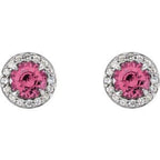 Round 4-Prong Halo-Style Earrings