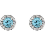 Round 4-Prong Halo-Style Earrings
