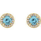 Round 4-Prong Halo-Style Earrings