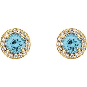 Round 4-Prong Halo-Style Earrings