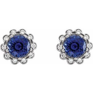 Round 4-Prong Halo-Style Earrings