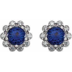 Round 4-Prong Halo-Style Earrings