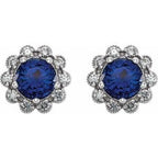 Round 4-Prong Halo-Style Earrings