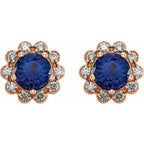Round 4-Prong Halo-Style Earrings