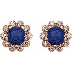 Round 4-Prong Halo-Style Earrings