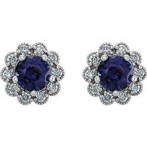 Round 4-Prong Halo-Style Earrings