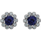 Round 4-Prong Halo-Style Earrings