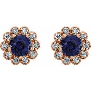 Round 4-Prong Halo-Style Earrings