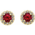 Round 4-Prong Halo-Style Earrings