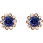 Round 4-Prong Halo-Style Earrings